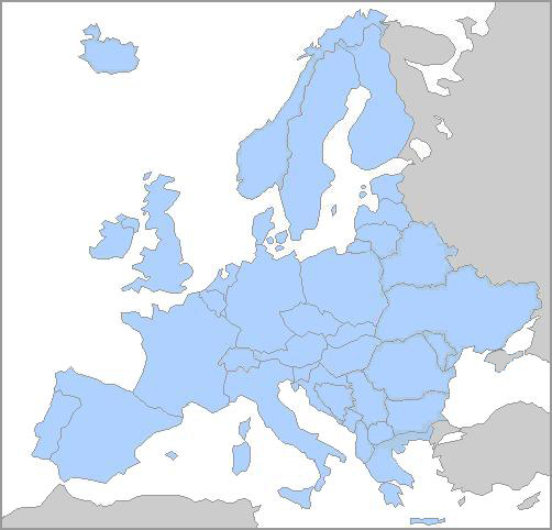Визы на карте Европы